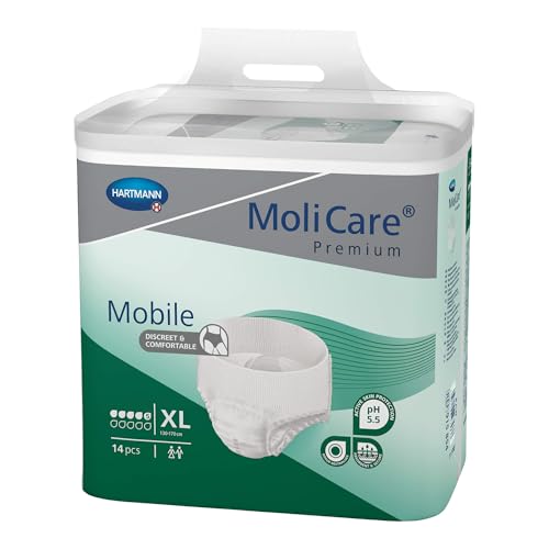 MoliCare Premium Mobile Einweghose: Diskrete Anwendung bei Inkontinenz für Frauen und Männer; 5 Tropfen, Gr. XL (130-170 cm Hüftumfang), 14 Stück