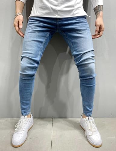 Kinghua Skinny Jeans Men Summer Fall Beach Casual Distressed Streetwear Stretch Denim Slim Tapered Pants with Pockets3
