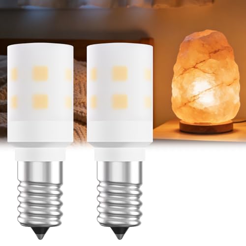 Noobibaba Salt Lamp Bulb, E14 15W Bulb Salt Lamp Fridge Bulb 15W Screw Replacement, 2W E14 LED 230V 2700K Warm White Light Bulb for Salt Lamp Sewing Machine Fridge Bulb 2-Count Non-Dimmable