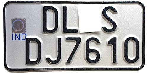 Image of IND Pradeep Bike Die Pressed Customized Aluminium Number Plate Fancy (White,Standard Size 20X10 CM, 01 Piece) for Old Vehicle Only Rear 1 Side | (White) Barcode-Serial Number Not Include