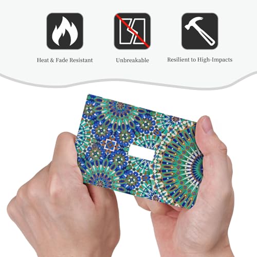 Yamxbfa YAMXBFA911 Decorative Switch Plate Covers Abstract Green Blue Moroccan Tile Style 1 Gang Wall Plate Single Toggle Light Switch Cover Plate Jumbo Electrical Switchplate Receptacle Faceplate thumb #5