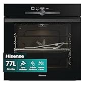 Hisense BI350BGPZ, Forno da incasso, Funzione pizza 3:30 min a 350°, teglia antiaderente e paletta inclusi, Display digital, 77 l, 23 funzioni, guide telescopiche, pirolisi, nero, Forno Pizza