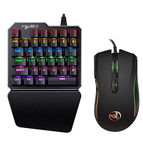 Einhand-Gaming-Tastatur Und -Maus, RGB-beleuchtete Gaming-Tastatur Mit Handballenauflage, USB-Kabel-Gaming-Maus, Einhand-Gaming-Tastatur Für Das Spiel