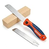 Magicbox Juego de sierra japonesa con 2 cuchillas intercambiables y sistema de cambio rápido, sierra fina para madera, mango ergonómico de 16 cm, hoja de acero al carbono de 21,5 cm, incluye cubiertas