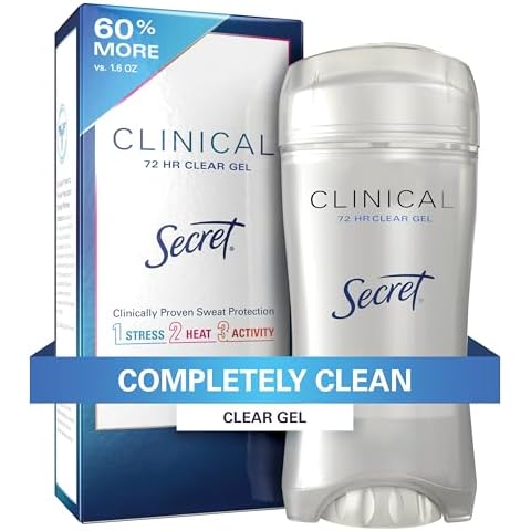 Secret Clinical Strength Antiperspirant and Deodorant for Women, 3X Stress Sweat Protection, PH Balancing Minerals, Clear Gel, Completely Clean Scent, 2.6 oz Cover