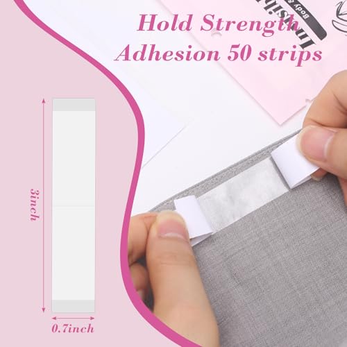50-Strips Fashion Double Sided Tape - Strong Body Adhesive for Clothes & Skin Waterproof, No Residue, Hypoallergenic3