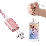 AGM Detachable Magnetic Adapter Micro USB 3.3ft High Speed Charging Cable with LED Indicator for Android Samsung HTC LG Motorola (Rose Gold)