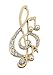 Produktbild Goldfarbene Brosche mit Notenschlüssel und Perlmutt-Perlen, Noten von Musik.