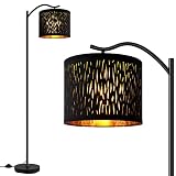 Tree Texture Shade Floor Lamp for Living Room,8W LED Arched Floor Lamp,Tall Modern Standing Lamp wit