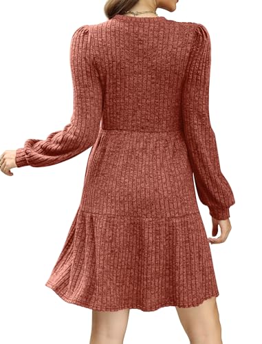 Sampeel Fall Dresses for Women 2026 Long Sleeve V Neck Casual Sweater Dress Fashion Must Have Halloween Clothes Caramel M - image 6