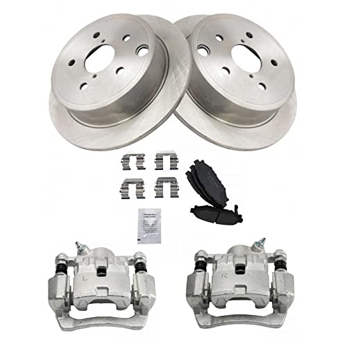 Image of TRQ Rear Brake Pad and Rotor Set Ceramic Rotors Calipers | For 2015-2019 Subaru WRX