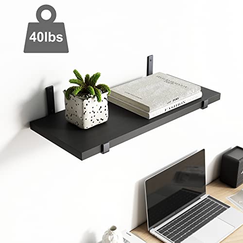Ygeomer Floating Shelves, Set Of 8, Rustic Wall Shelves, Wood Floating Shelf For Bedroom, Living Room, Book And Bathroom (Black) #TOP4