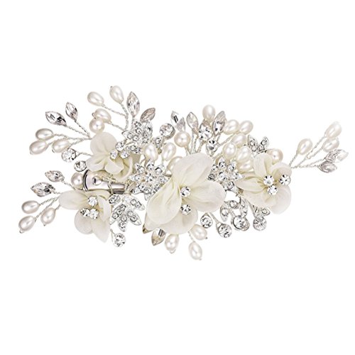 Pinces à cheveux fleur de mariée Frcolor perles blanches accessoire haute coiffure