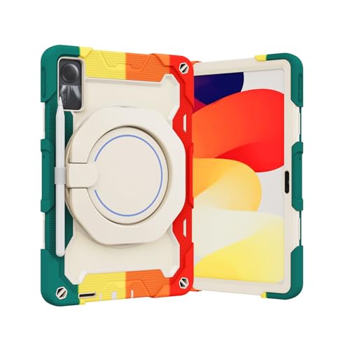 MUDASANQI Funda resistente para niños compatible con Xiaomi Redmi Pad SE de 11' 2023, funda de soporte con mango giratorio de 360grados tres en uno resistente a roturas, correa de hombro