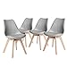 Homybec Esszimmer 4er mit Fuß aus Massivholz, gepolsterter Schreibtisch, geeignet für Küche und Wohnzimmer, DSW-Stuhl im skandinavischen Stil, Grau, 45 x 45 x 84 cm