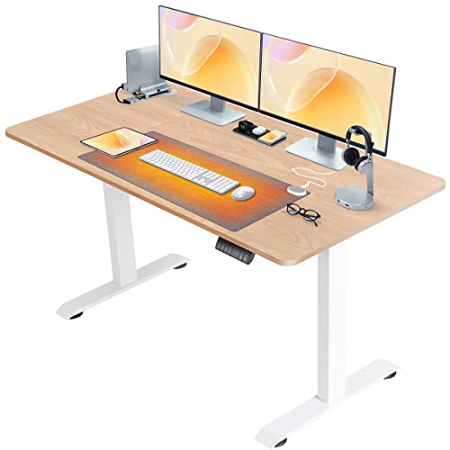 Homall Bureau électrique réglable en hauteur avec tapis de souris chauffant, table réglable en hauteur en continu avec dessus de table 4 pièces, bureau d'ordinateur ergonomique Cover