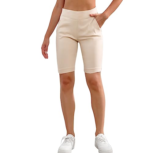 JAMfit Women's Pull-On Bermuda Shorts Stretch High Waist 10
