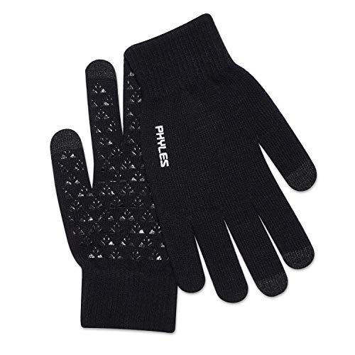 PHYLES Hiver Gants Tricotés Écran Tactile, Garder au chaud, Antidérapant, Pour Femmes Hommes - Noir XL