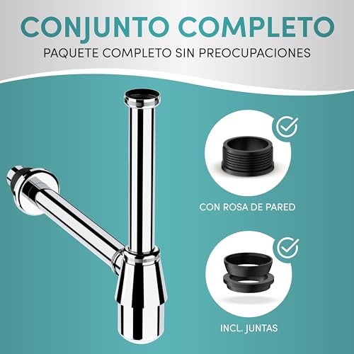 Miniatura 6 de Engelbach Sifón Lavabo - Tapa Bote Sifónico - Sifón Universal Flexible, Desagüe Lavabo Cromado 1 1 4 - Bote Sifónico Antiolores, Tubo Desagüe Lavabo Y Tapa Con Válvula