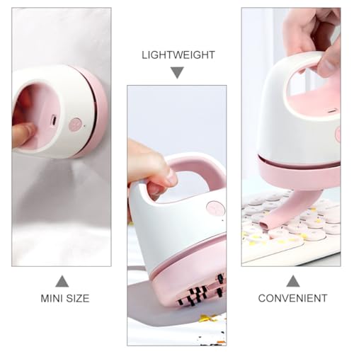 Aspiradora portátil USB rosa ligera y recargable para oficina 8