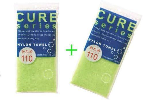 Cure Series Japanese Exfoliating Bath Towel From OHE - Hard Weave - Green, 110cm -Value Set of 2(With Values Japan Original Discription of Goods)
