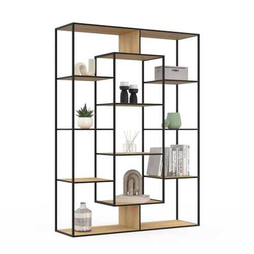 IDMarket - Etagère bibliothèque Detroit avec 11 Compartiments Design Industriel 143 cm