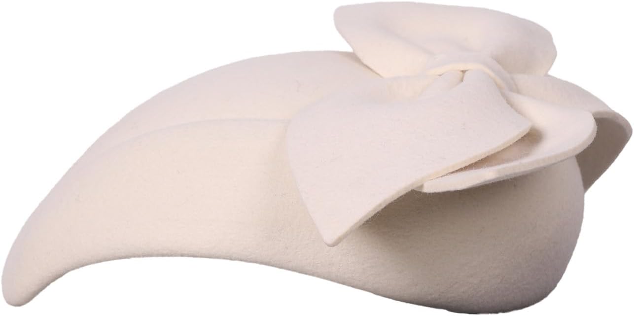 HIMESPORT Wool Felt Fascinator Hat for Women Ladies - Bowknot Decor,Formal Church Tea Party Hat,Wedding Bride Cocktail Dress