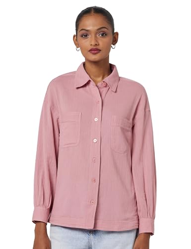 Image of Styli Women Drop Shoulder Crepe Oversized Shirt | Stylish Casual Shirt for Women | Comfortable Tops | Perfect for Office, Travel & Daily Outfits