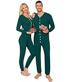 SWOMOG Matching Family Pajamas Sets Christmas Couple PJ's Holiday Onesise Nightwear Household Sleepwear Sets with Pet bibs Green
