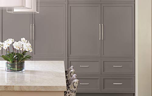 Image of Amerock 6-5 /16 inch Westerly Satin Nickel Drawer Pull | 6-5 /16 inch (160mm) Center-to-Center Mounting Distance and 7-9 /16 inches Overall Length, Durable Zinc Cabinet Hardware