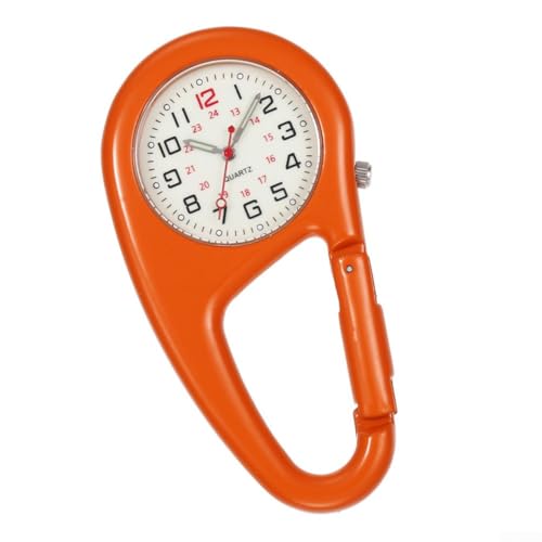 Montre portable pour escalade avec mousqueton pour randonnée, alpinisme, voyage avec aiguilles lumineuses pour l'heure de nuit (rouge)