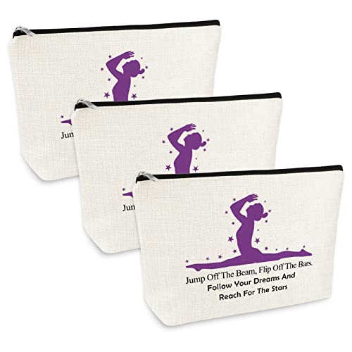 3 Pcs Gymnastics Lover Gifts for Women Girls Gymnast Makeup Bag Inspirational Gift for Gymnast Cosmetic Bag Gymnastic Coach Gifts Graduation Christmas Birthday Gift for Gymnastics Lover Sister Friends -  Mikela