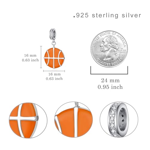 Image of Sport Charm for Women 925 Sterling Silver Sports Charms for Bracelets Sports Balls Jewelry Gifts for Women