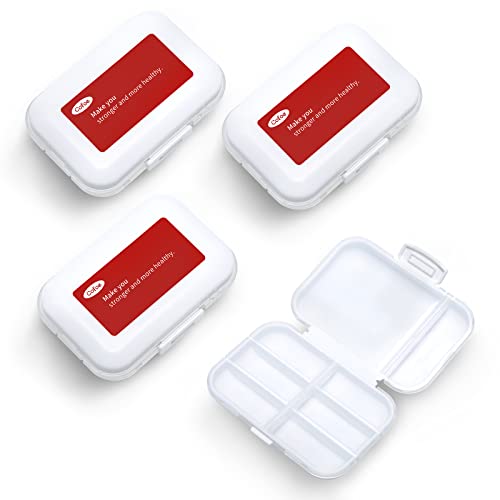 Cofoe - Organizador de píldoras de viaje (4 unidades, a prueba de humedad) para bolsas de bolsillo, diarias de píldora, portátil, soporte para vitaminas, color blanco Cover
