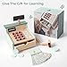 PairPear Wooden Toy Cash Register,Kids Pretend Play Money Counting Toys with Scanner and Credit Card,Toddler Cashier Toy Grocery Play Food Accessory for Pre-School Gift Boys Girls 3+