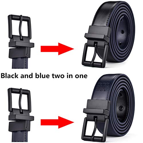 Image of Beltox Men's Belt Dress Casual Reversible Leather 1.1 inch w Roller Buckle Rotated