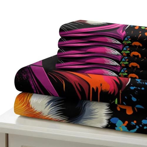 Housse de Couette Panda Roux 3D Parure Lit Simple Microfibre