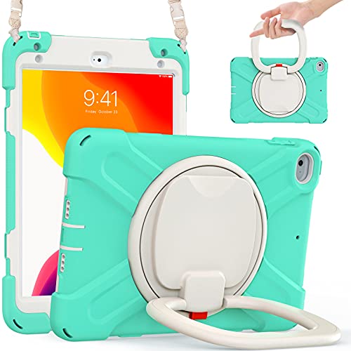 Coque iPad Mini 4/5 antichoc enfants vert menthe avec poignée et bandoulière
