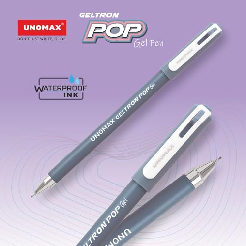 Image of UNOMAX Geltron Pop Gel Pen Black Pack of 20 | Elevate Your Writing Experience: Smooth Writing, Matt Finish Body, Super Smooth Writing, Waterproof Ink Technology,Exam-Friendly