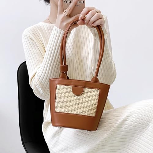 Bolso Tote para mujer, tejido a mano, color caqui miniatura 3