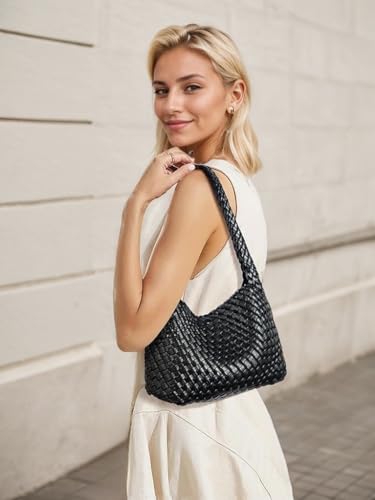 covimy Woven bag for women,Vegan Leather Woven Purse Small Shoulder Bag 2pcs2