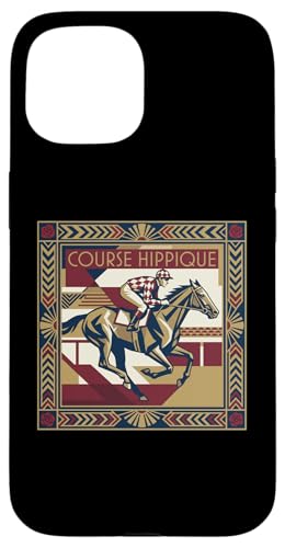 Course Hippique Art Deco Horse Racing Jockey �X�}�z�P�[�X iPhone 15 �p