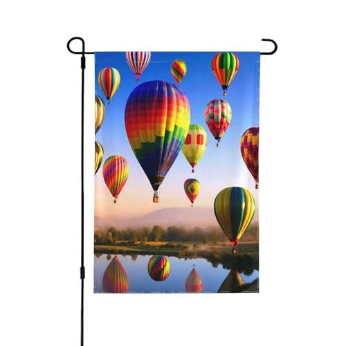 Drapeau de jardin montgolfières grand drapeau de maison extérieur en polyester