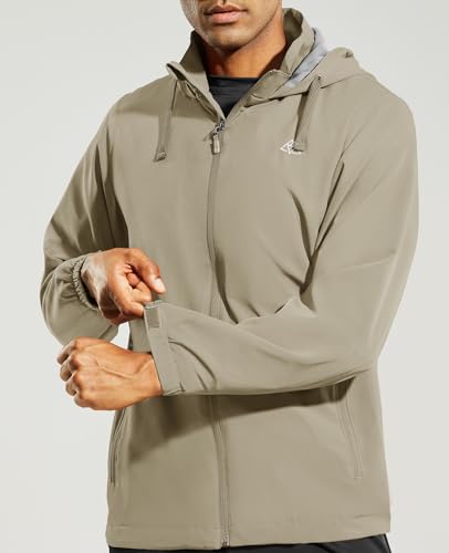 Haimont Jaqueta masculina com capuz, leve, à prova de vento, resistente à água, para corrida, caminh