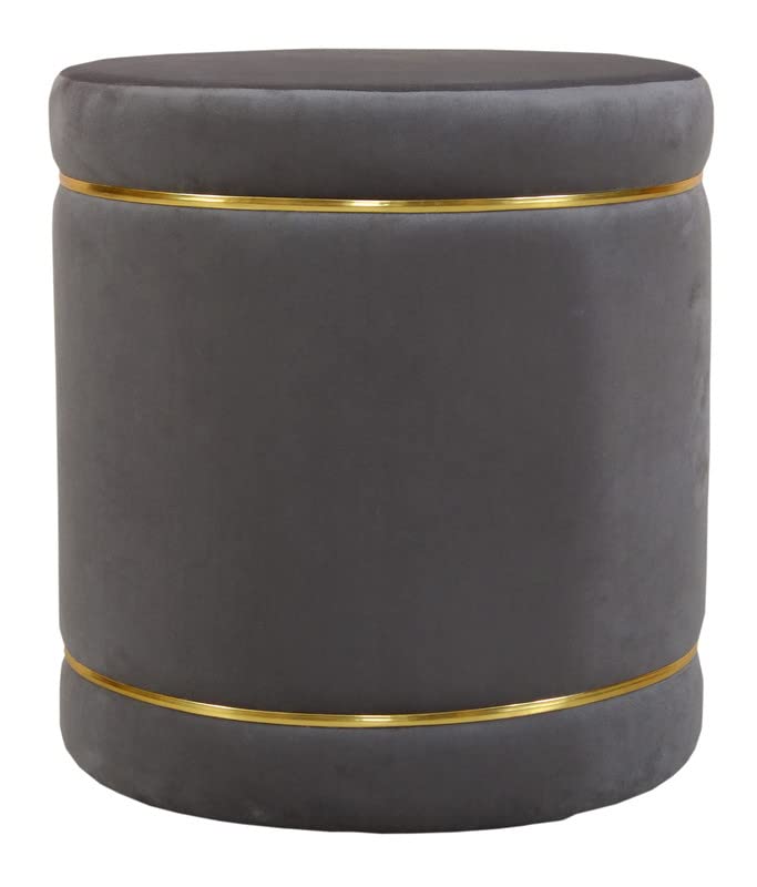 Image of Pouffes Sitting Stool for Living Room, Puffy Wooden Ottoman | Round Pouffe for Living Room & Bedroom | Pouf for Office & Home Decoration & Modern Seating Stool (Grey)