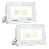 Onforu 60W Foco LED Exterior (2 Pack), 6000LM Super Potente Proyector LED, Reflector LED IP66 Impermeable, Foco LED Interior 5000K Blanco Frío para Patio Jardín Garaje Campo Deportivo Estadio Fábrica