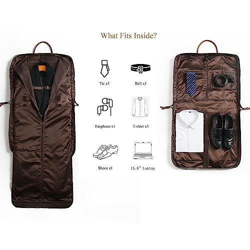 Garment Bags for Travel Leather Canvas Suit Bag with Extended Design Computer Compartment3
