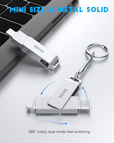 Clé USB pour iPhone 256 Go certifiée MFi avec connecteurs Lightning et USB C - 5
