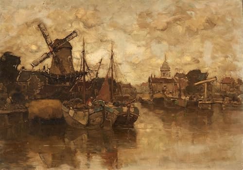 Peinture Poster Affiche Décorative Graffiti Art Mural Ludvig Munthe Ville Portuaire 60x90cm