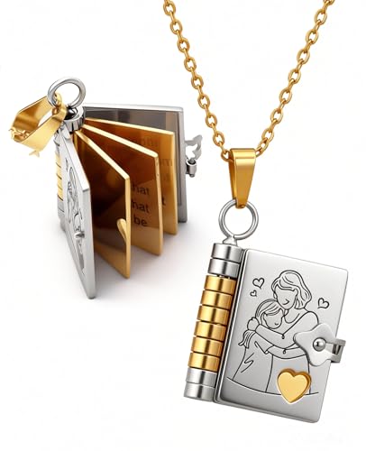 Gaahkai Chapter Book Necklace for Granddaughter The Most Beautiful Adjustable Treasured Gift from Grandma (Silver Gold)